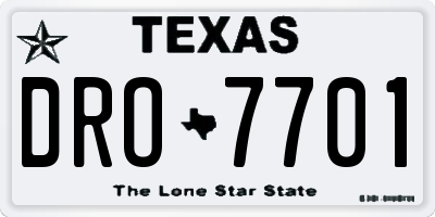 TX license plate DRO7701