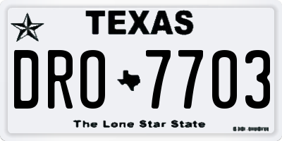 TX license plate DRO7703