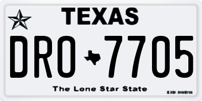 TX license plate DRO7705