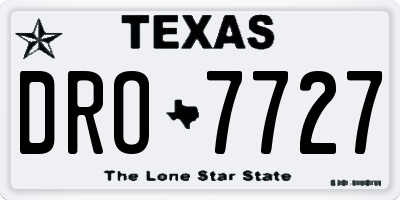 TX license plate DRO7727