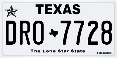 TX license plate DRO7728