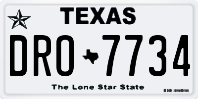 TX license plate DRO7734