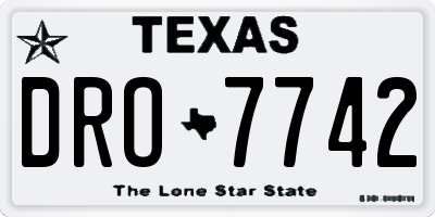 TX license plate DRO7742