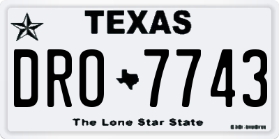 TX license plate DRO7743