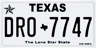 TX license plate DRO7747