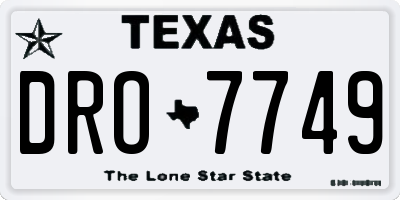 TX license plate DRO7749