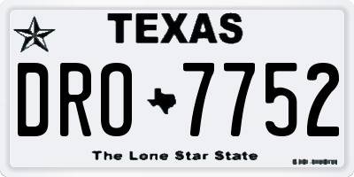 TX license plate DRO7752