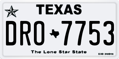 TX license plate DRO7753