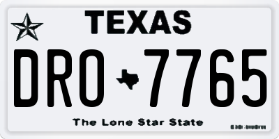 TX license plate DRO7765