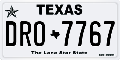 TX license plate DRO7767