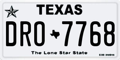 TX license plate DRO7768