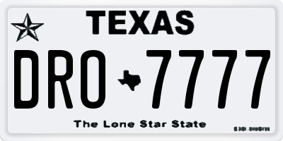 TX license plate DRO7777