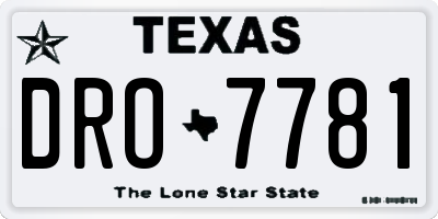 TX license plate DRO7781
