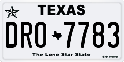 TX license plate DRO7783