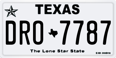 TX license plate DRO7787