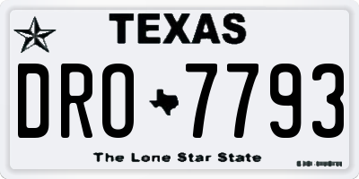 TX license plate DRO7793