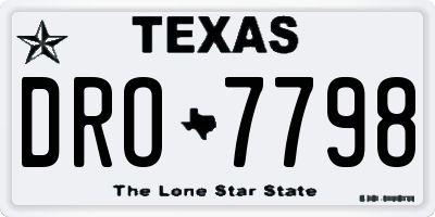 TX license plate DRO7798