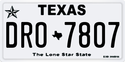 TX license plate DRO7807
