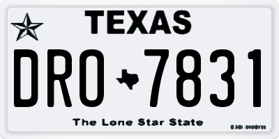 TX license plate DRO7831