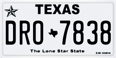 TX license plate DRO7838