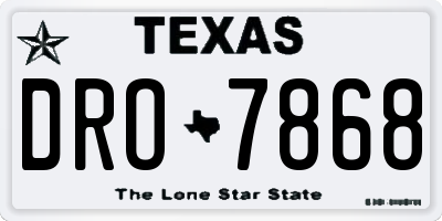 TX license plate DRO7868