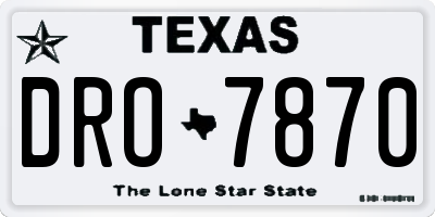 TX license plate DRO7870