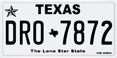 TX license plate DRO7872