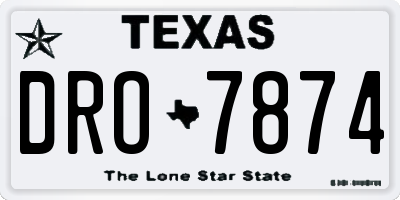 TX license plate DRO7874