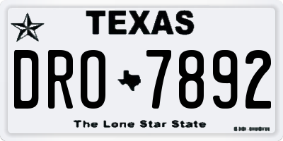 TX license plate DRO7892