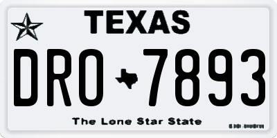TX license plate DRO7893