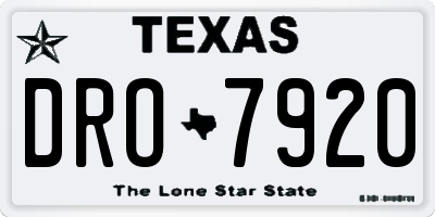 TX license plate DRO7920