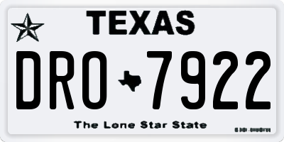 TX license plate DRO7922
