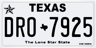 TX license plate DRO7925