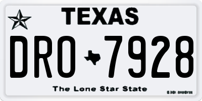 TX license plate DRO7928
