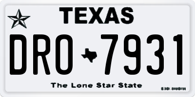 TX license plate DRO7931
