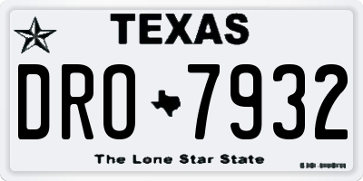 TX license plate DRO7932