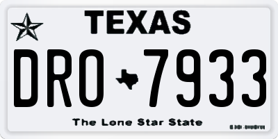 TX license plate DRO7933