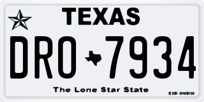 TX license plate DRO7934