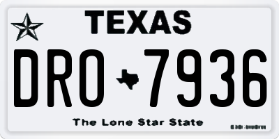 TX license plate DRO7936