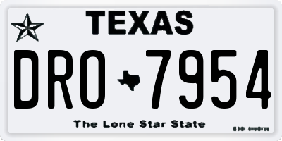 TX license plate DRO7954