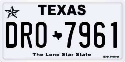 TX license plate DRO7961