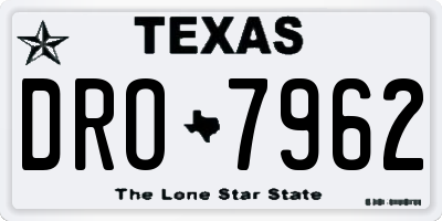 TX license plate DRO7962