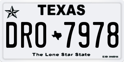 TX license plate DRO7978