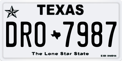 TX license plate DRO7987