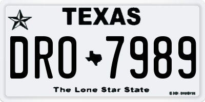 TX license plate DRO7989