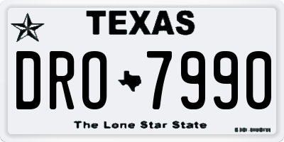 TX license plate DRO7990