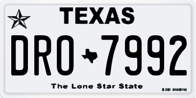 TX license plate DRO7992
