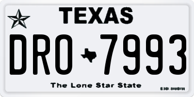 TX license plate DRO7993