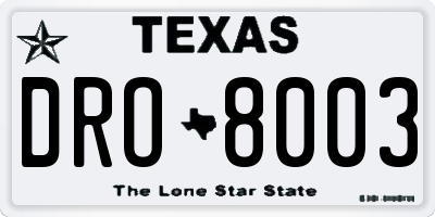 TX license plate DRO8003