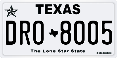 TX license plate DRO8005
